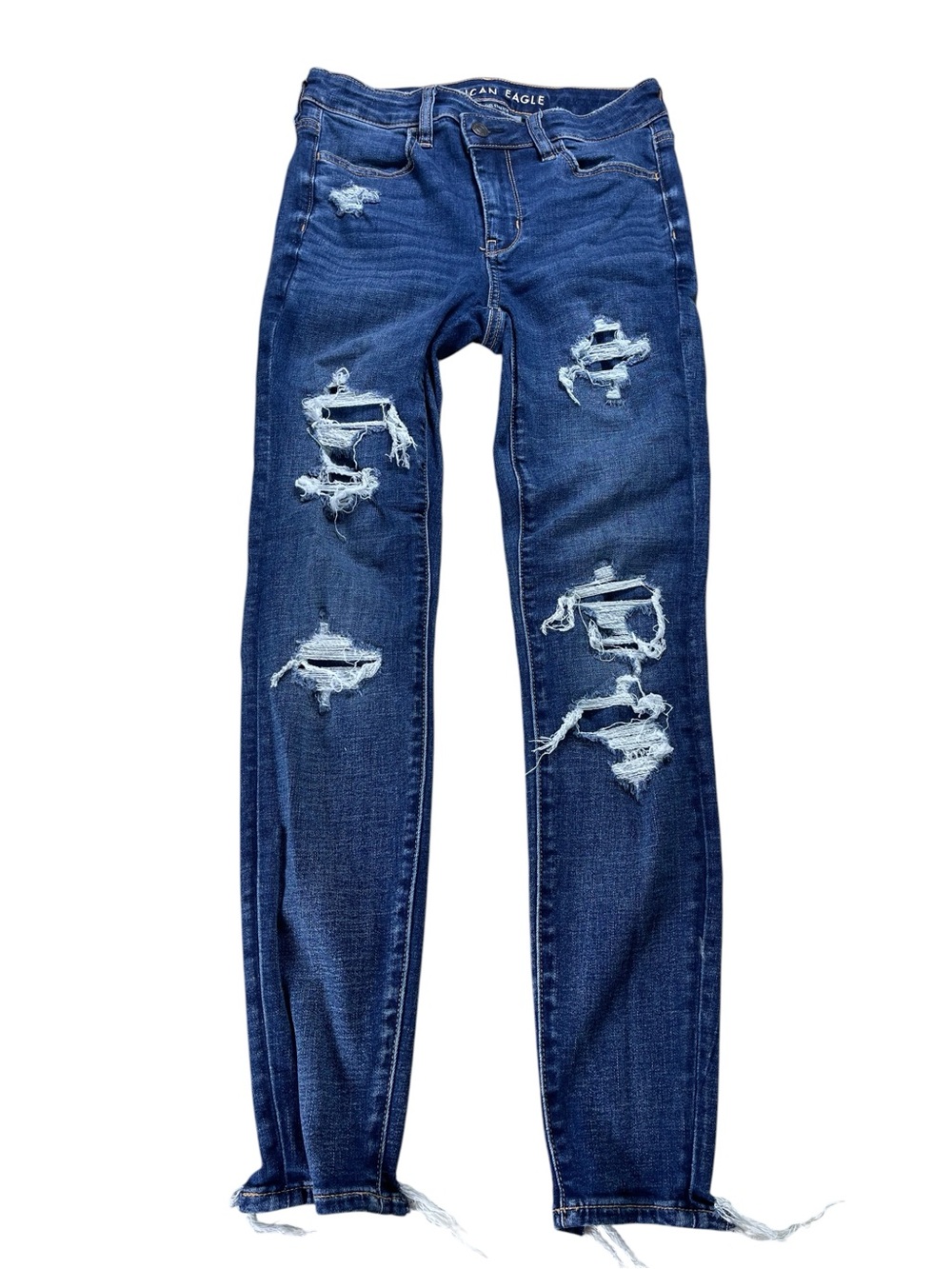 American Eagle Outfitters Distressed Dark Blue‎ Skinny jagging Jeans - Women's 2